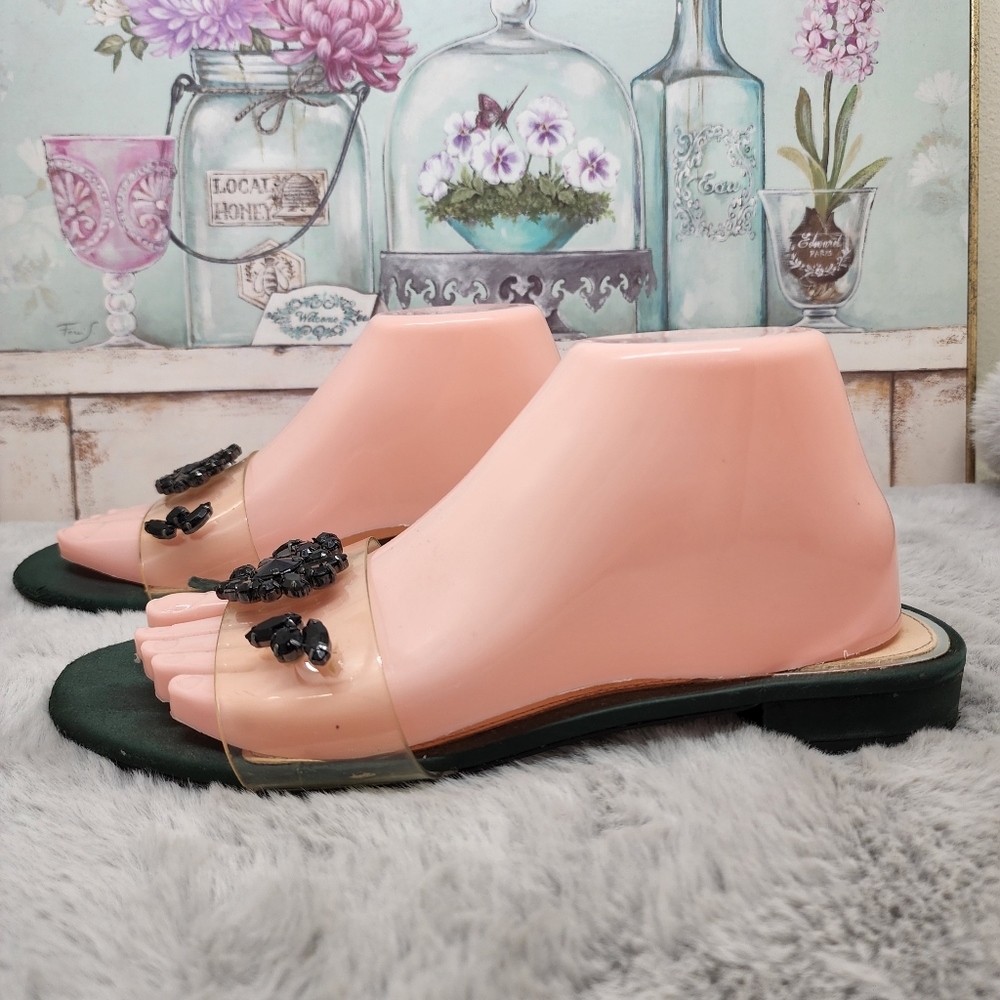 Zara woman clear vinyl and satin gemstone  sandals - Picture 3 of 9
